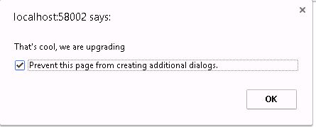 IndexedDB onupgradeneeded Alert